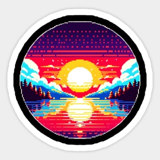 Pixelated Sunrise Sticker